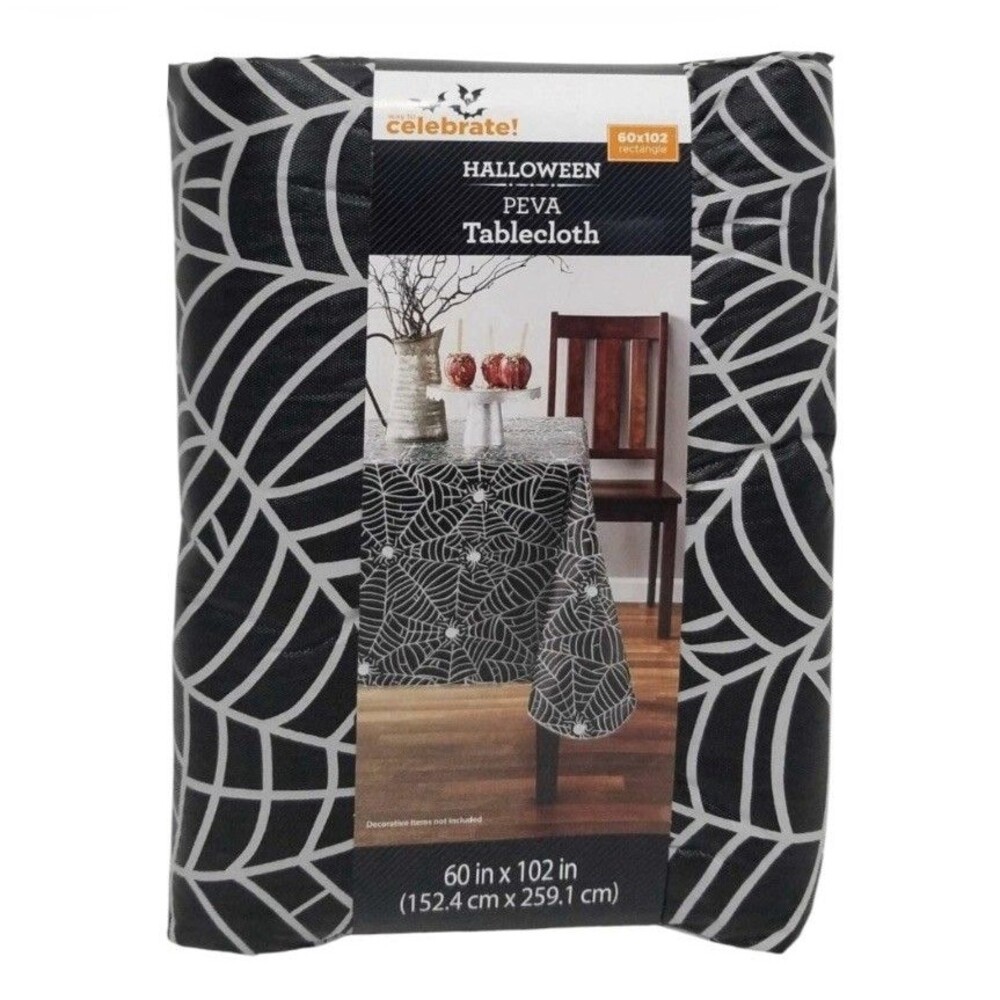 Way To Celebrate Halloween PEVA Tablecloth 60"x102" Rectangle Spider Webs